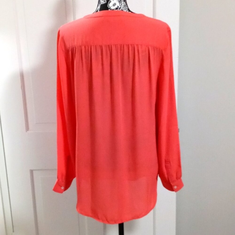 Loft - Coral Tuxedo Style Tunic Top - image 2